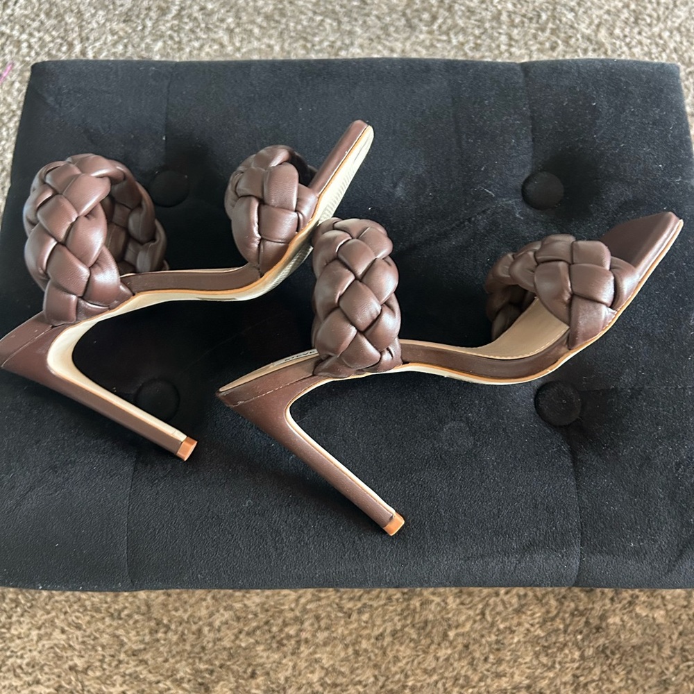 Steve Madden Chocolate Braided Heels - Picture 4 of 10